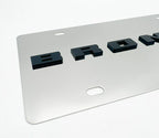 Chrome Metal License Plate for Ford Bronco Block Letters Logo (1966–2023)