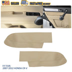 Set of 2 Leather Front Door Panels Armrest Covers for Honda CR-V (2007–2012) Beige Tan