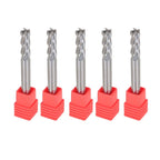 Set of 5 Carbide End Mills 1/4" 4 Flute 3/4" Cut Length