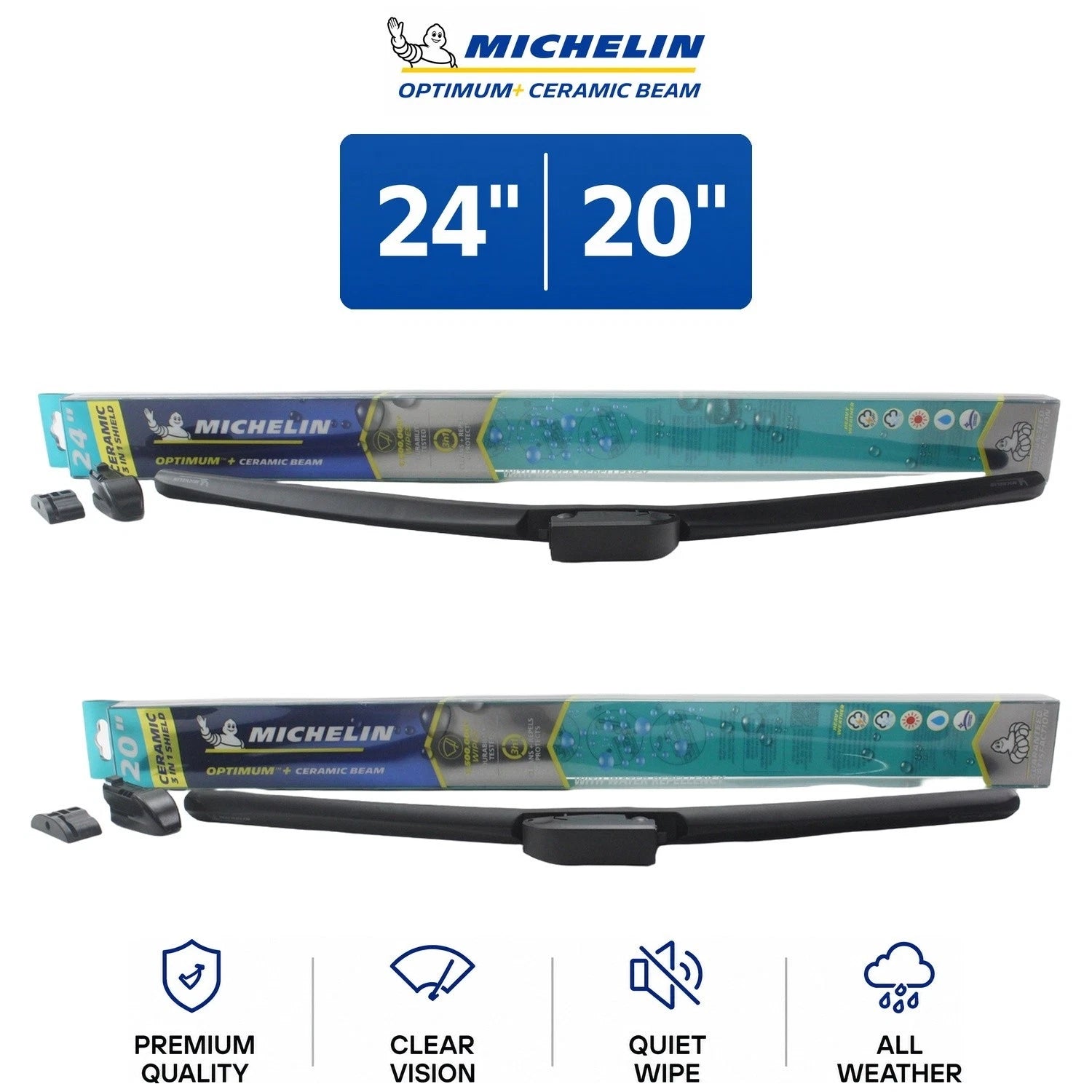 Set of 2 Michelin Optimum+ 24"/20" Ceramic Beam Wiper Blades for