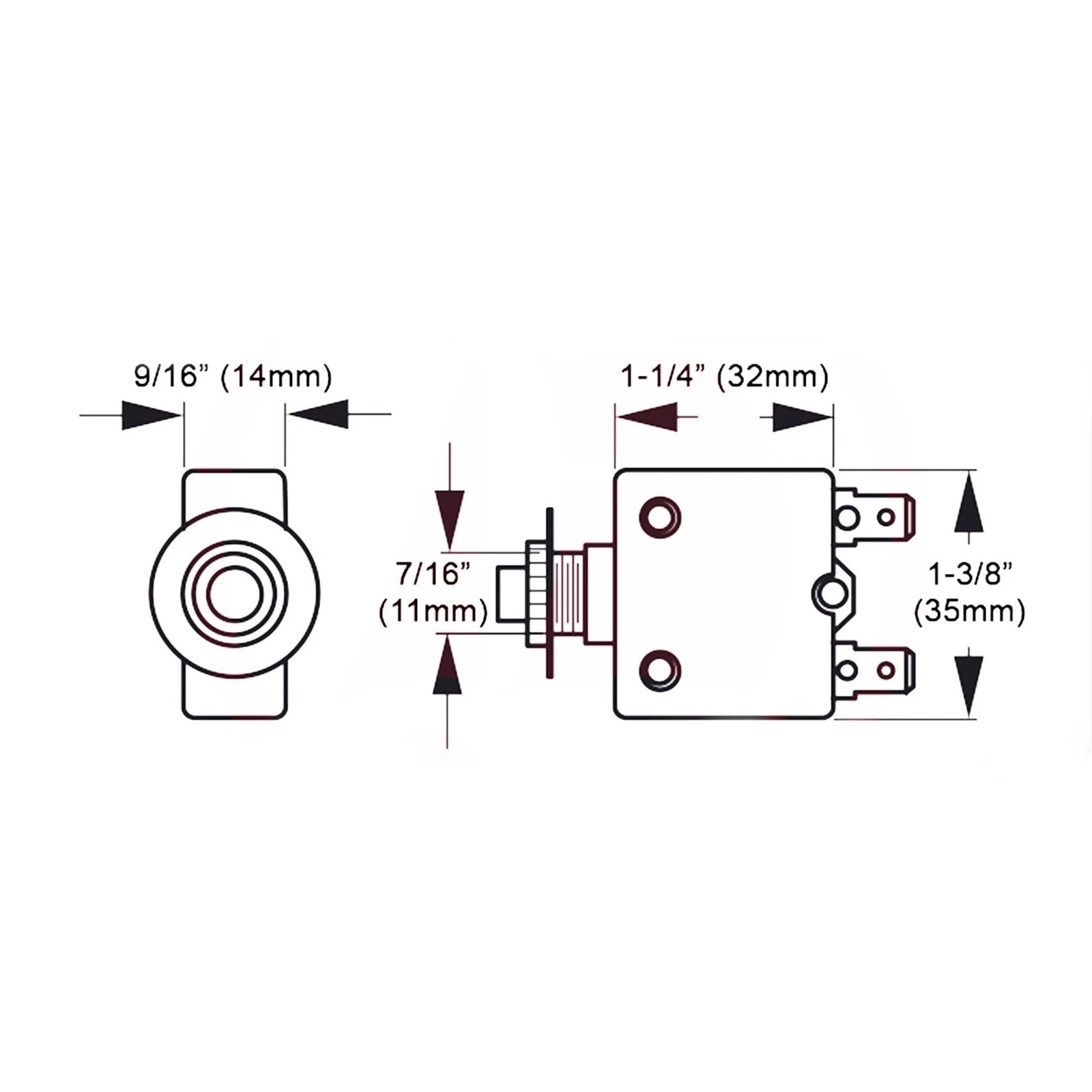 2X 10 Amp Push-Button Reset Circuit Breaker 125-250V AC 50V DC - FO1431-M2