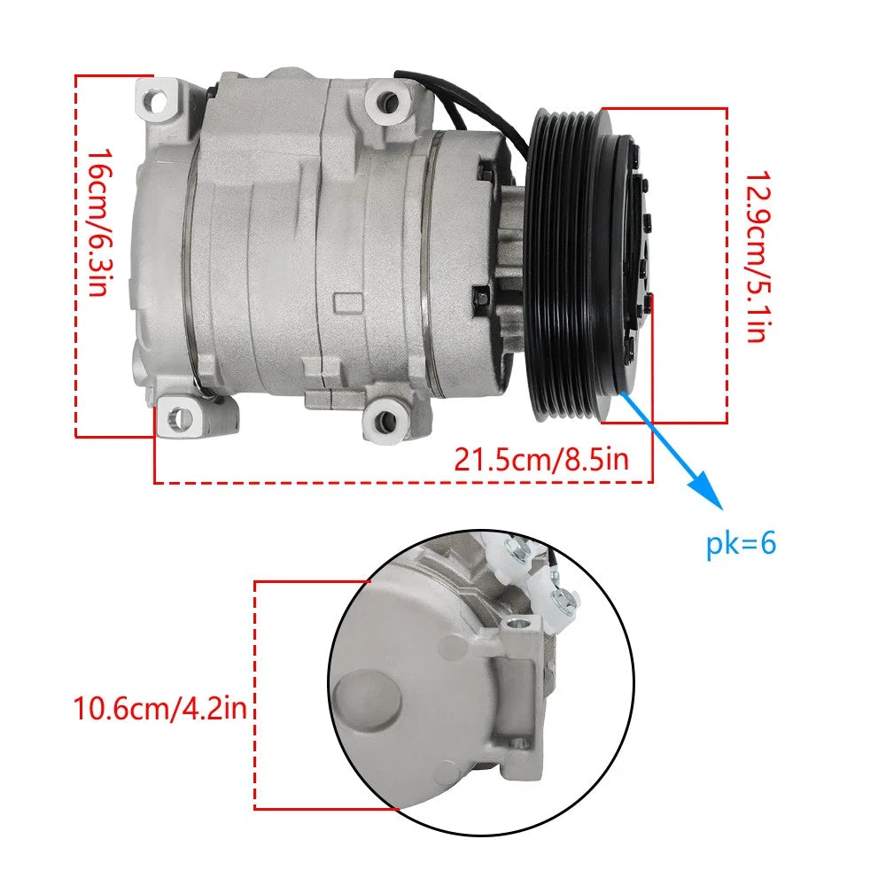 A/C Compressor with Clutch for Honda Odyssey Pilot (2005-2007)