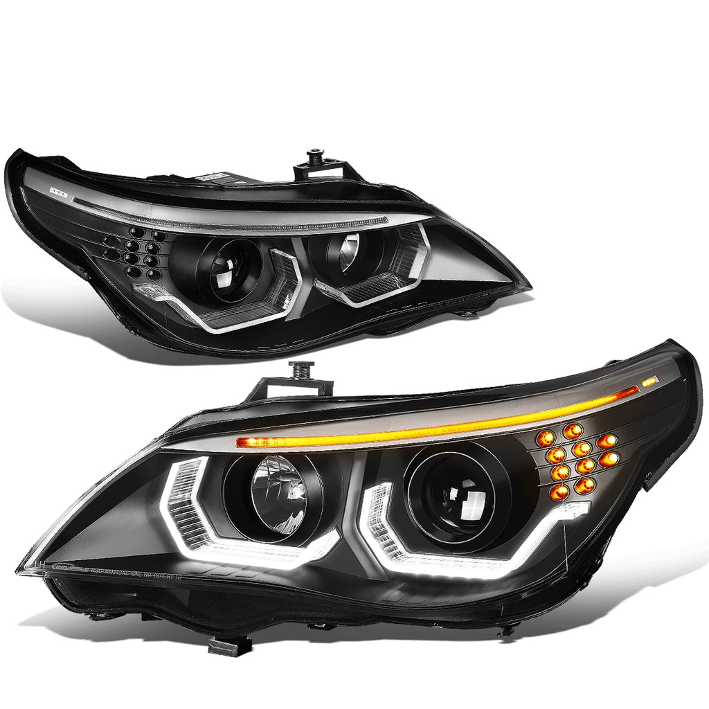 LED Halo Turn Signal Projector Headlight Lamps for BMW 525i 530i (2004–2007)