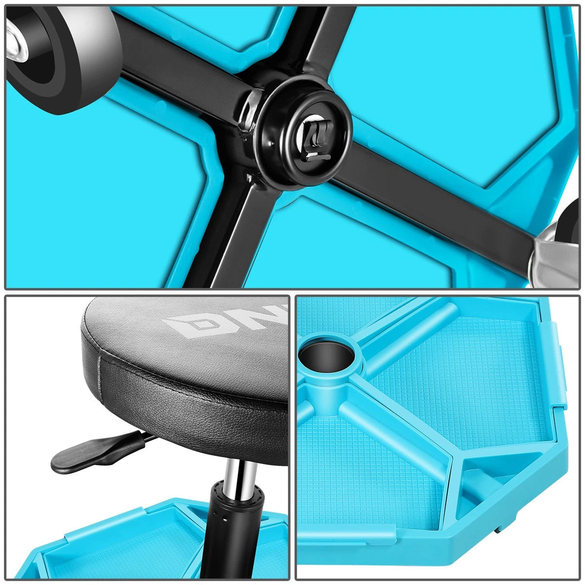 Adjustable Tool Padded Seat Stool for Garage Workshop (300 lbs Capacity)