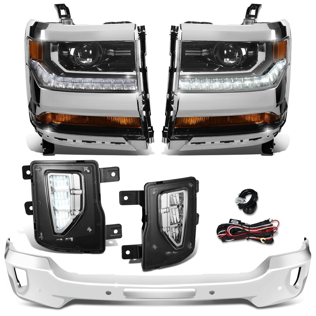 Chrome Amber Headlights & Fog Lights for Silverado 1500 (2016–2018)