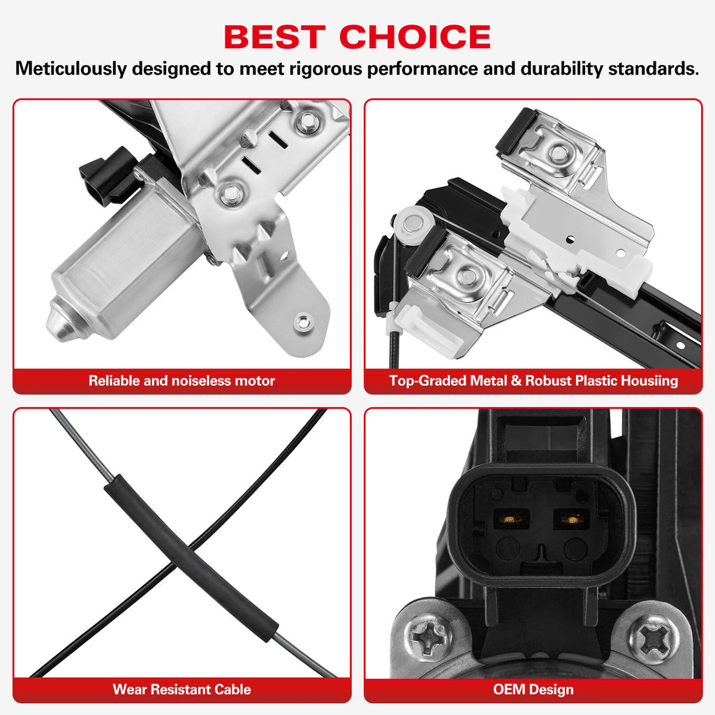 Pair Rear Power Window Regulator with Motor for Chevy Tahoe GMC Yukon (2000–2006)