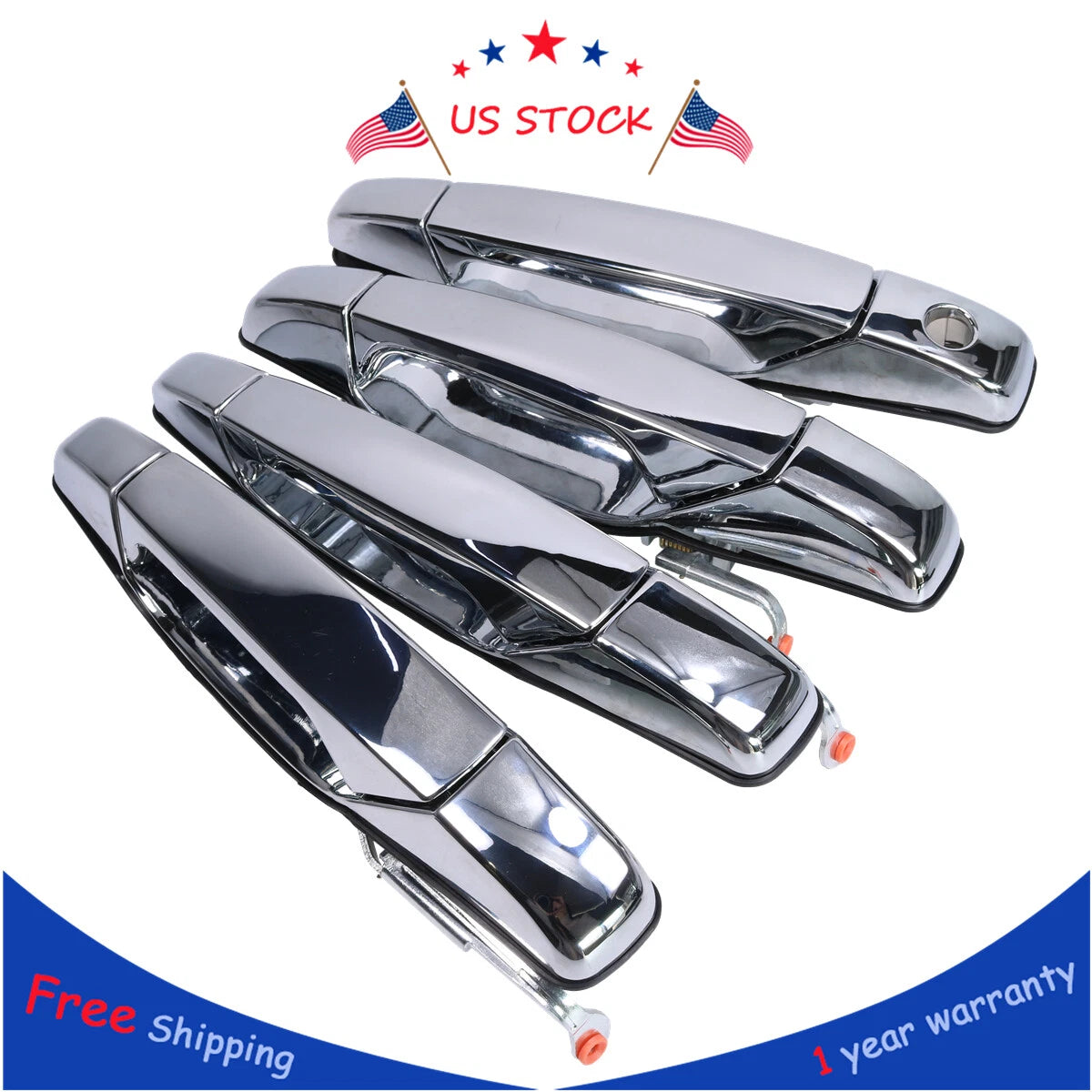 Set of 4 Chrome Door Handles for GMC Chevy Tahoe Yukon Sierra (2007–2013)