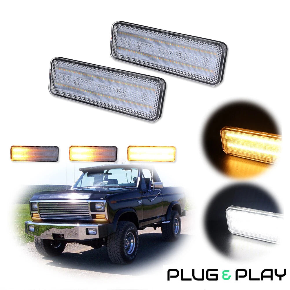 Dynamic Amber & White LED Signal Lights for Ford Bronco F150 F250 F350