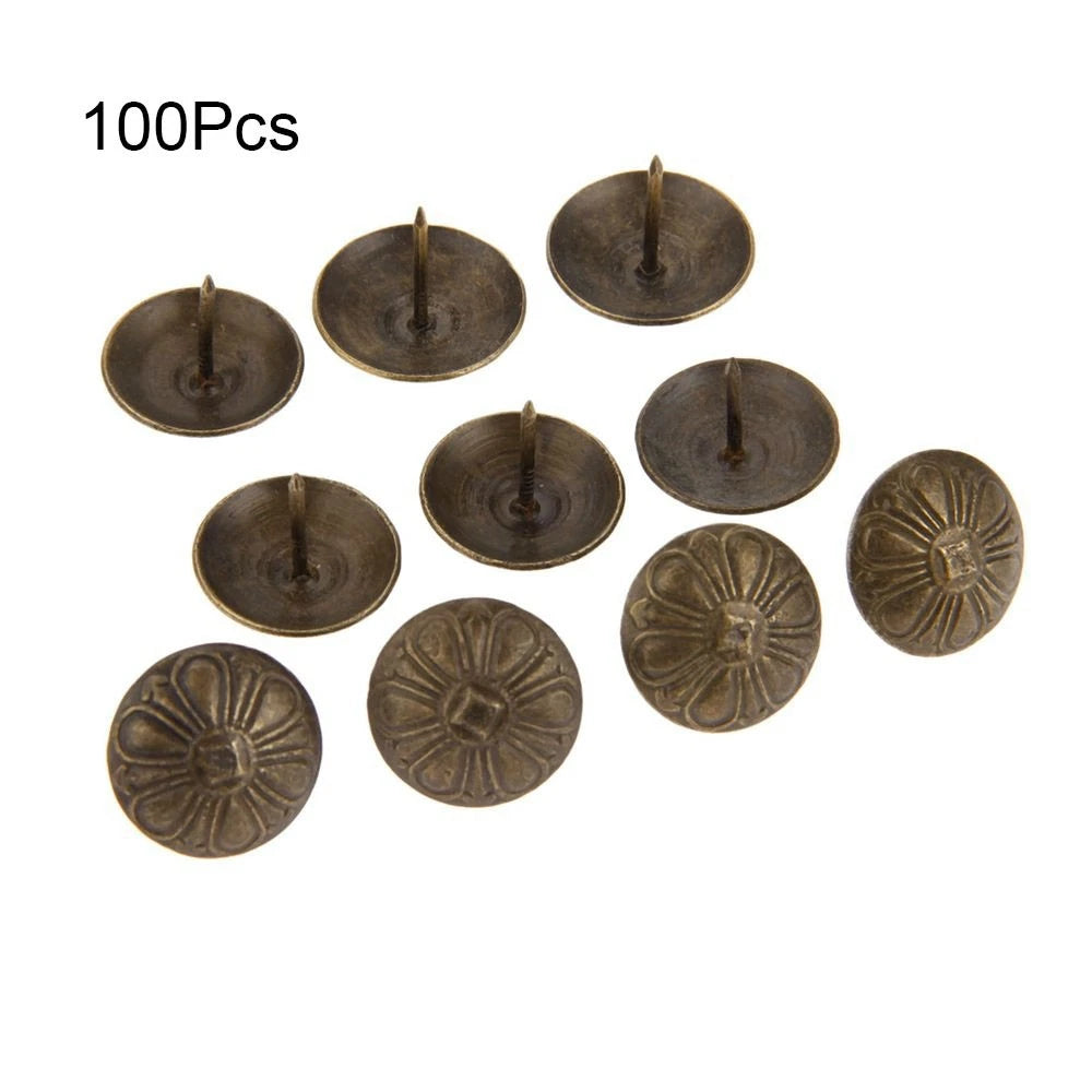 100X Antique Bronze Upholstery Nails for Furniture (19mm x 15mm)