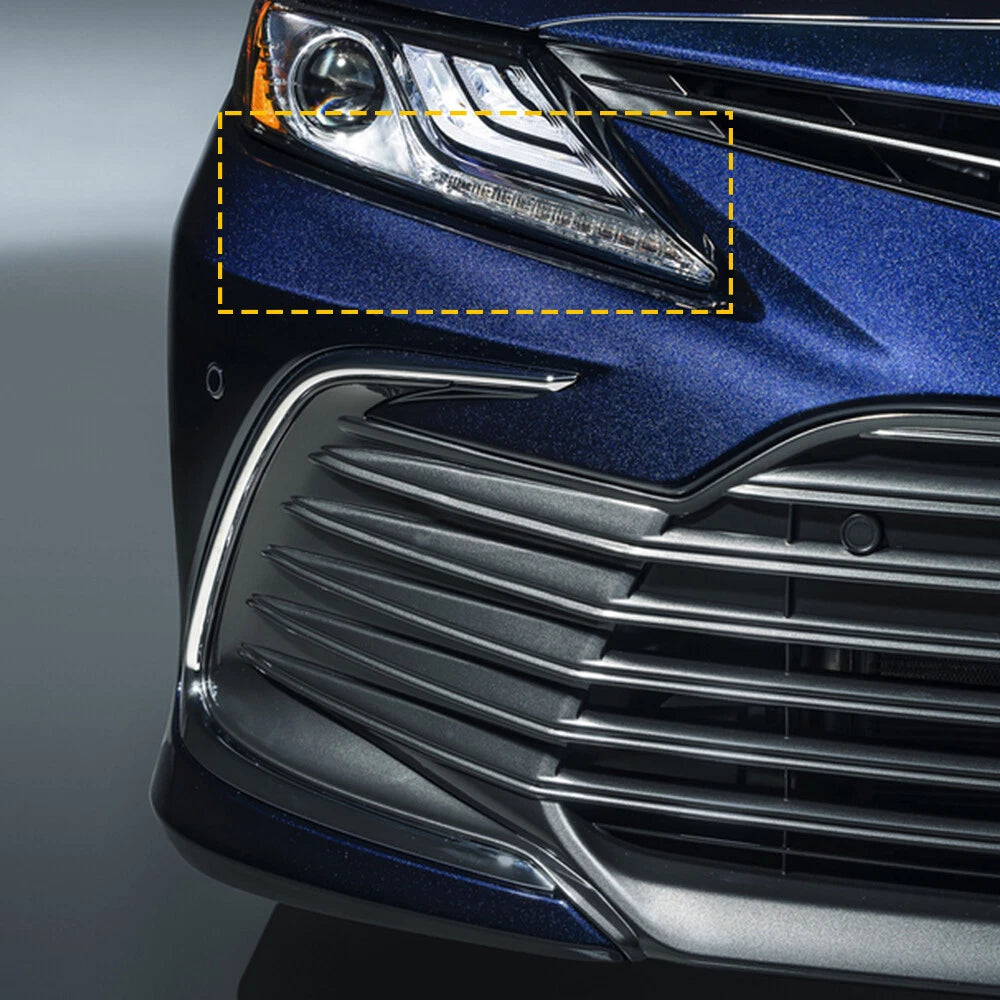 Pair of Black Front Grille Headlight Trim Molding for Toyota Camry (2018–2022)