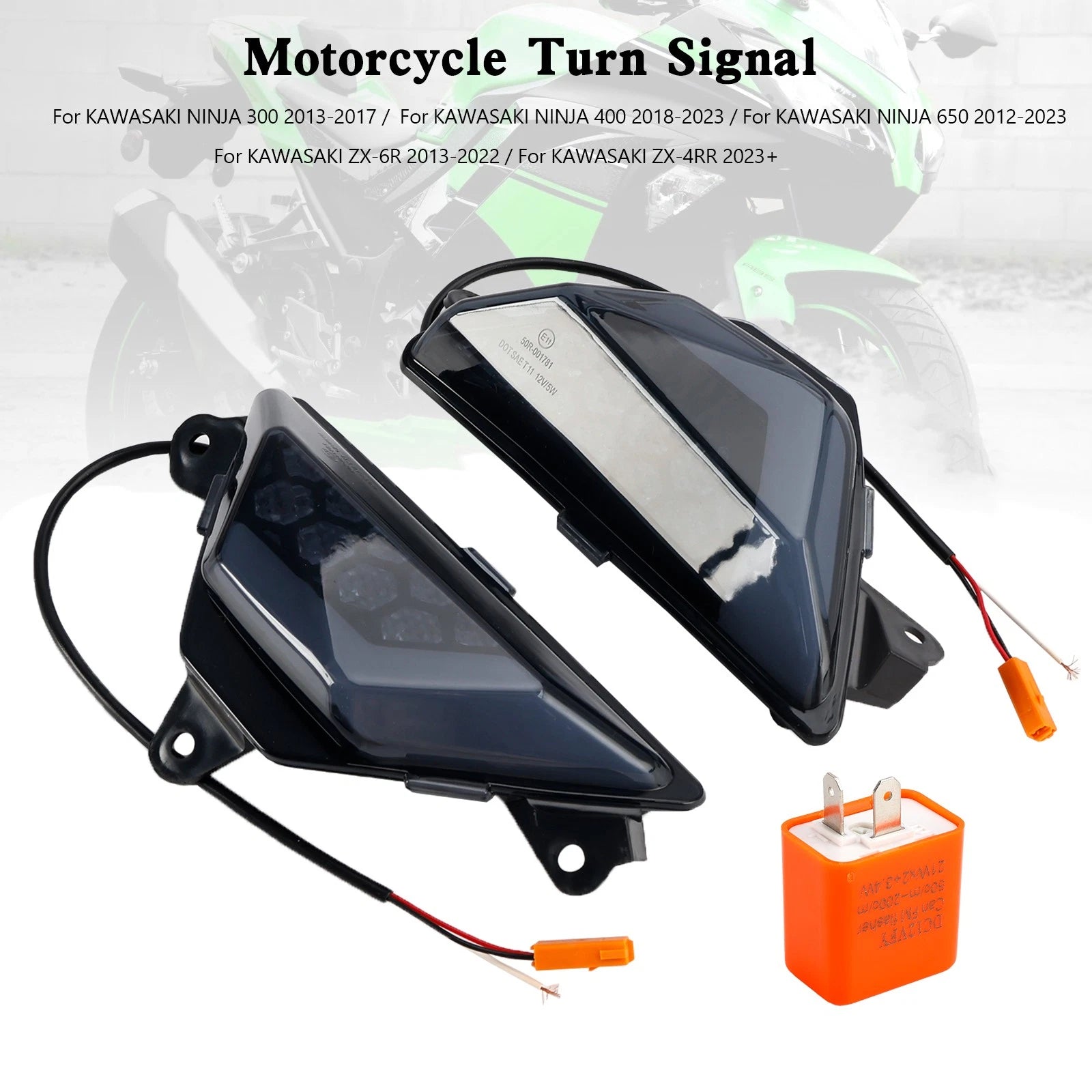 LED Front Turn Signal Light for Kawasaki Ninja 300 400 650 ZX-6R ZX-4RR (2013–2023)