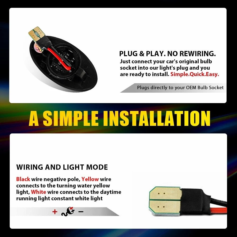 Dynamic LED Side Marker Lights Smoked for MINI R50 Hatchback Cooper (2002–2006)