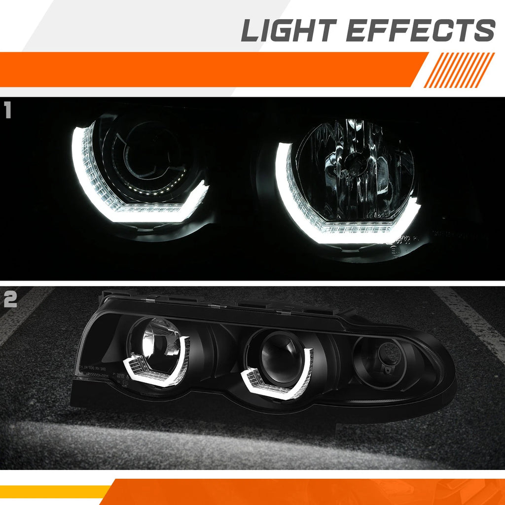 LED U-Halo Projector Headlights for BMW 740i 740iL 750iL (1995–2001)