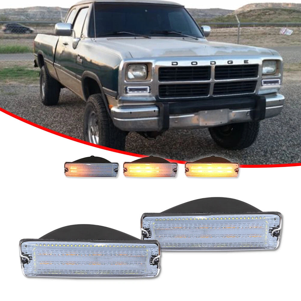 Clear Switchback LED DRL Turn Signal Lights for Dodge D150 D250 W150 W250 (1991–1993)