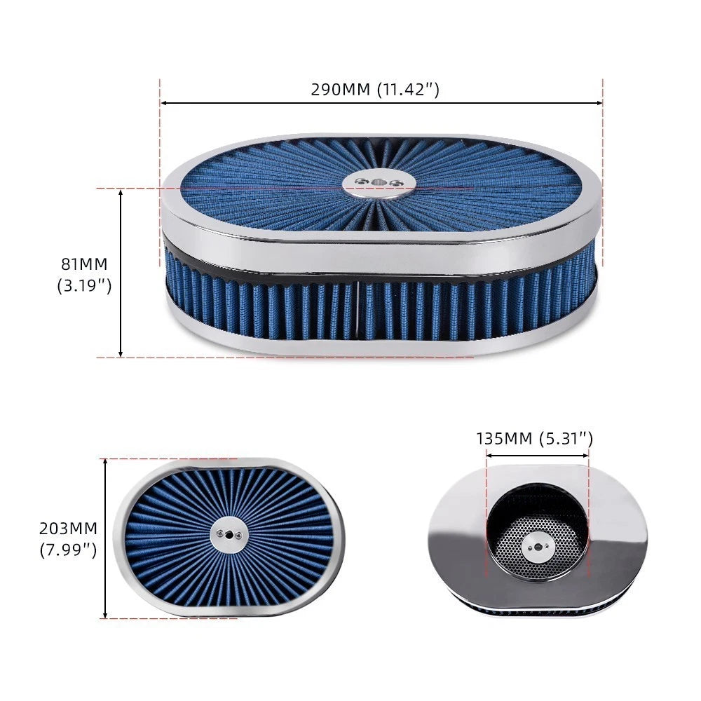 12" Oval Super Flow Air Cleaner for SBC Chevy Ford