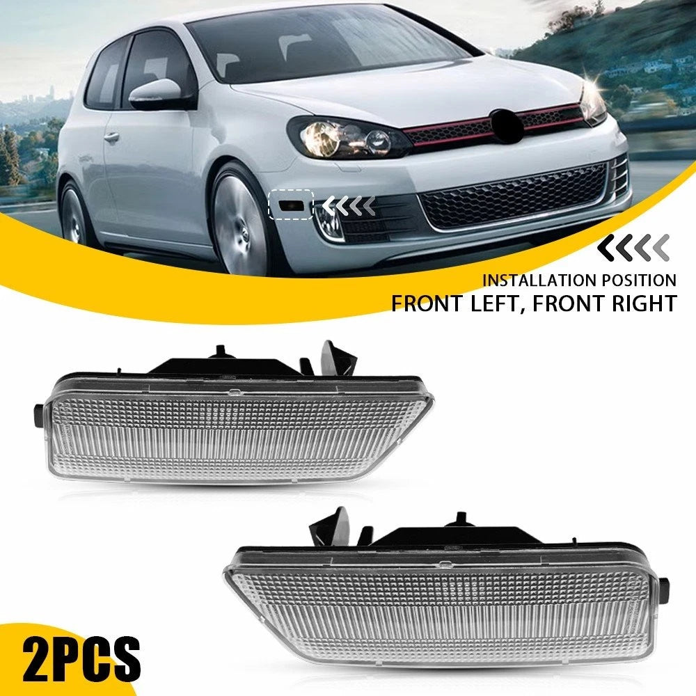 Clear Lens Front Side Marker Light Housings for VW MK6 Golf GTI (2010–2014)