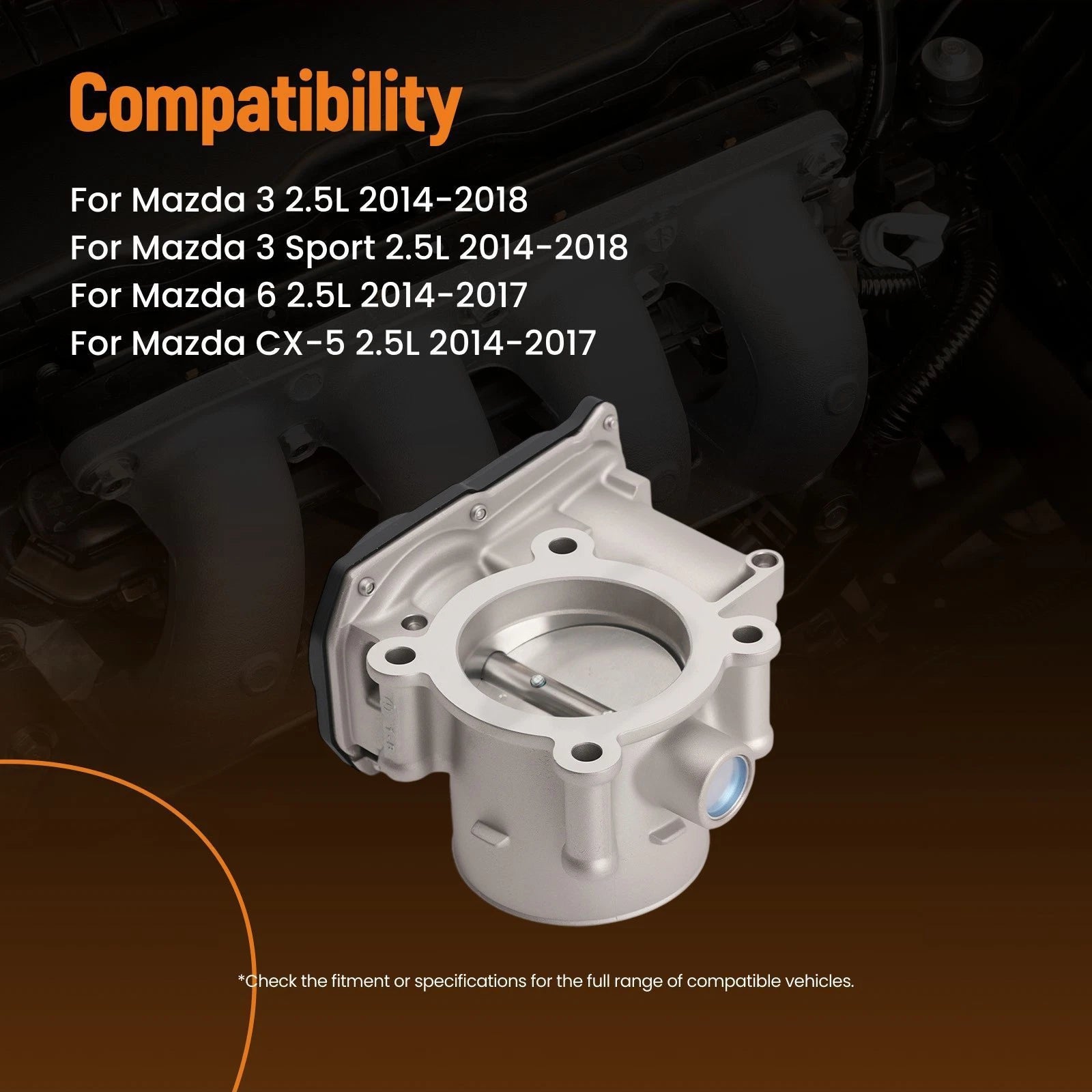 Throttle Body for Mazda 3/3 Sport 2.5L (2014–2018), CX-5 (2014–2017) PY0113640A