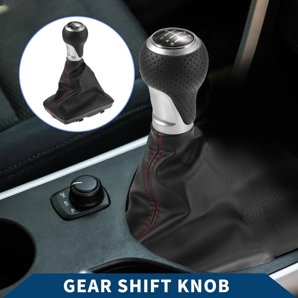 6 Speed Gear Shift Knob with Dust Cover for Audi A4 S4 (2007–2015) Faux Leather Black