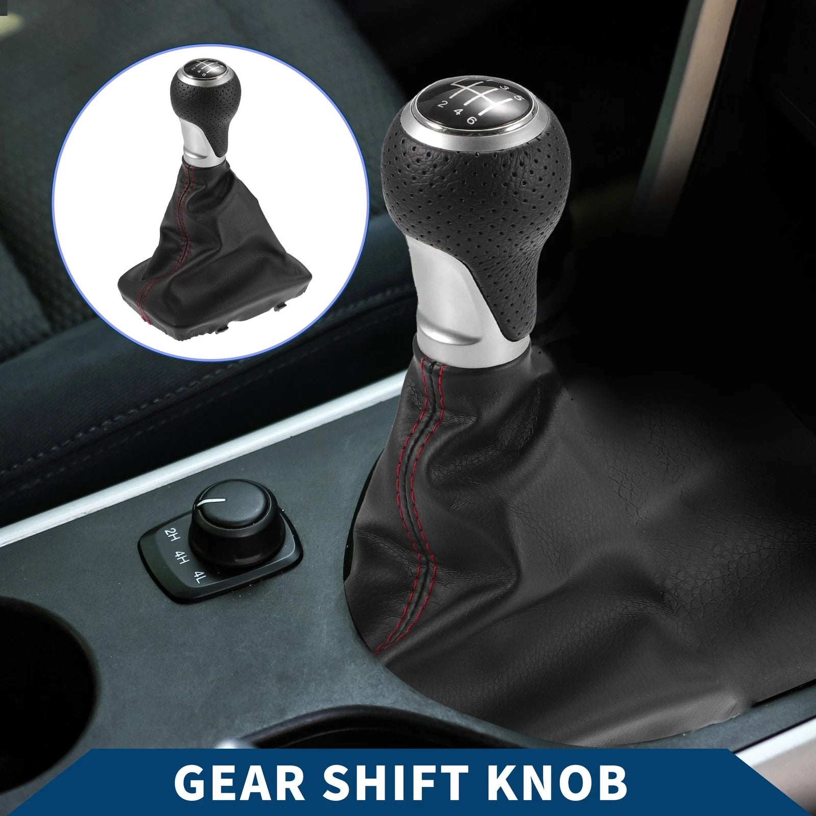 6 Speed Gear Shift Knob with Dust Cover for Audi A4 S4 (2007–2015) Faux Leather Black