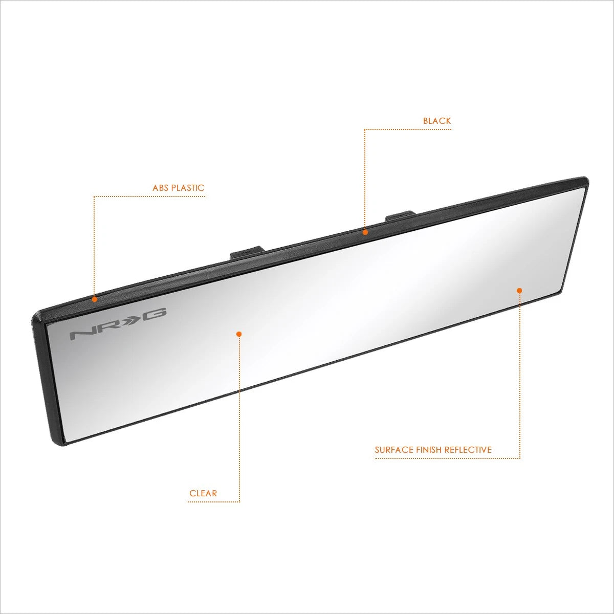 NRG IM-270FWT 270mm Wide-Angle Flat Glass Rear Mirror for Universal Fit