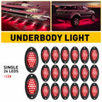 24-LED Red Underglow Rock Lights Strip for Universal SUV Jeep ATV UTV