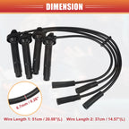 Set of 4 Spark Plug Wire Ignition Coil Cables No. 22451AA730 for Subaru Baja Outback (2003–2006)