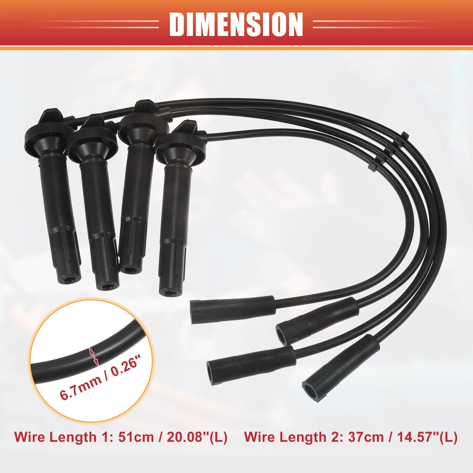 Set of 4 Spark Plug Wire Ignition Coil Cables No. 22451AA730 for Subaru Baja Outback (2003–2006)
