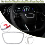Steering Wheel Trim Cover Sticker for Audi Q7 (2007–2015) Silver Tone