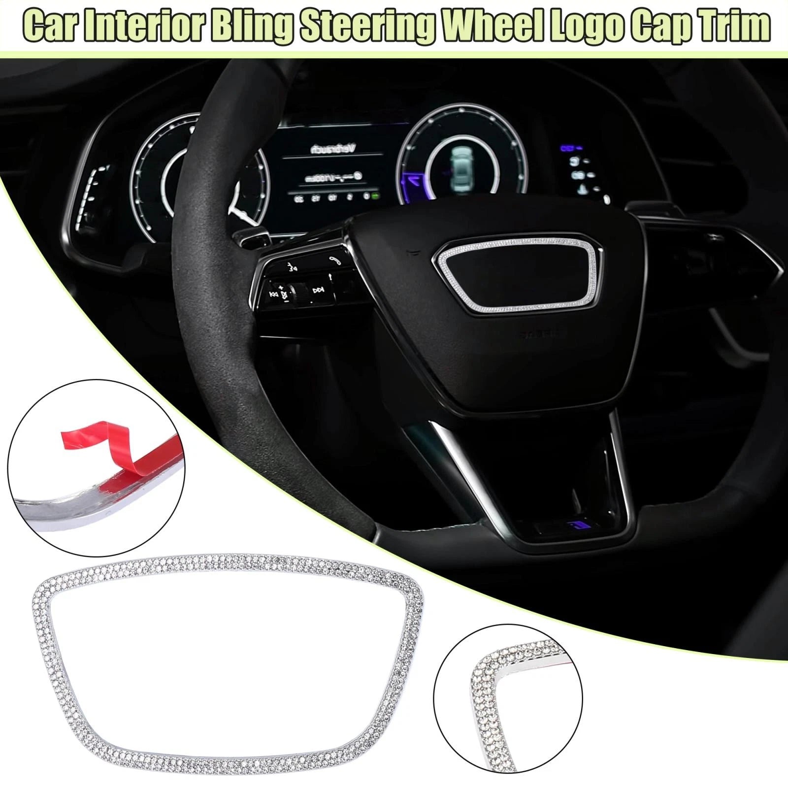 Steering Wheel Trim Cover Sticker for Audi Q7 (2007–2015) Silver Tone