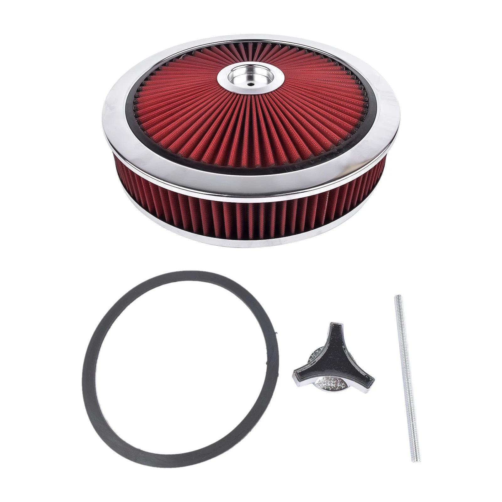 14" x 3" Round Air Cleaner w/ Chrome Lid for Universal Fit (5-1/8" Neck)
