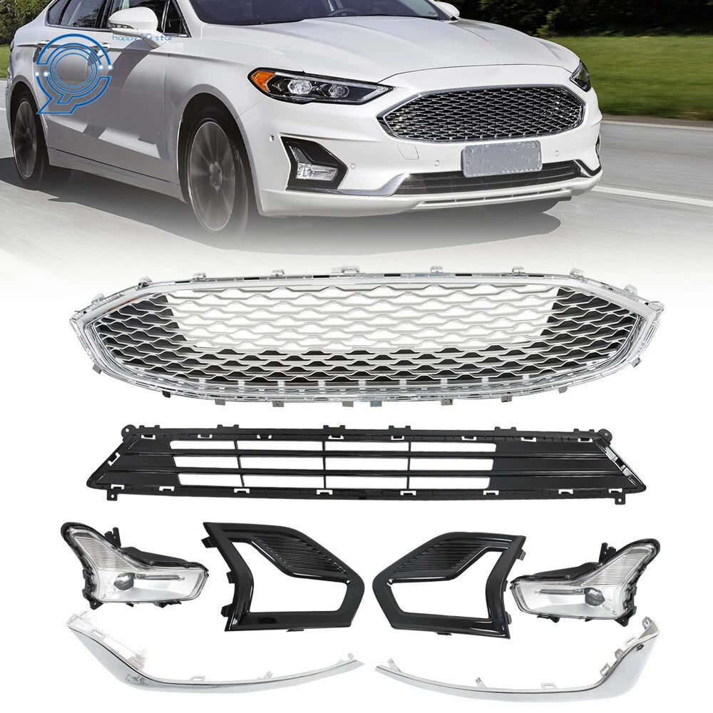 Front Upper & Lower Grill with Fog Lights for Ford Fusion (2019–2020)