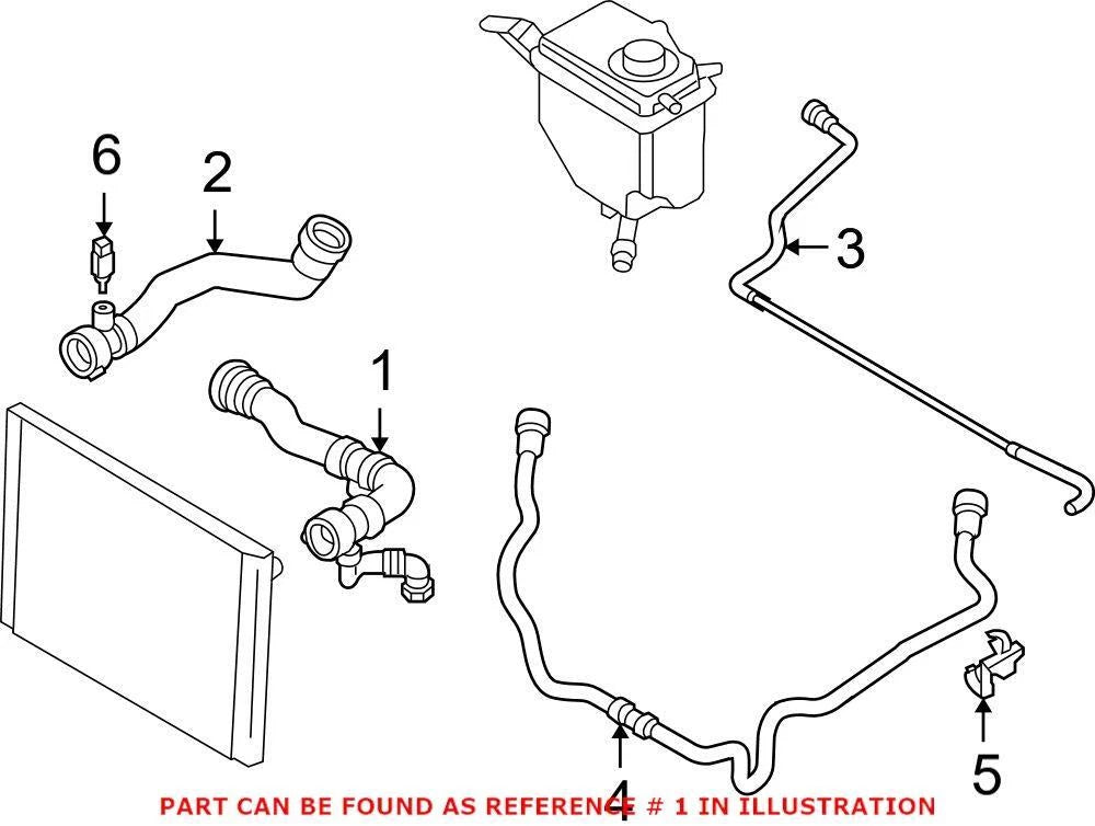 Upper Radiator Coolant Hose for BMW E60 525i 530i (2004–2005)