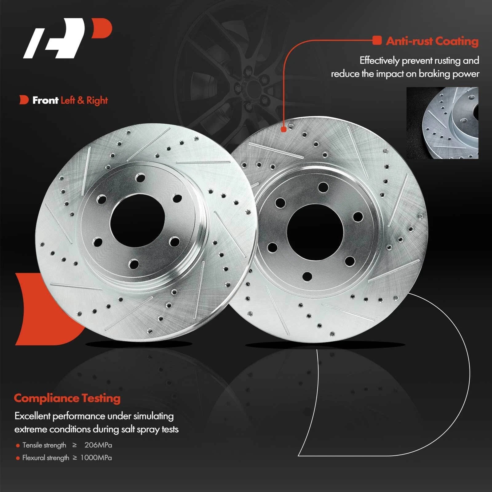 Drilled Rotors & Ceramic Brake Pads for Chevy Trailblazer (2002â2009)