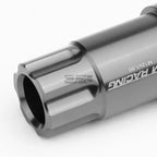 Set of 20 Open End M12x1.5 50mm Tall Gun Metal Aluminum Lug Nuts + Lock Key