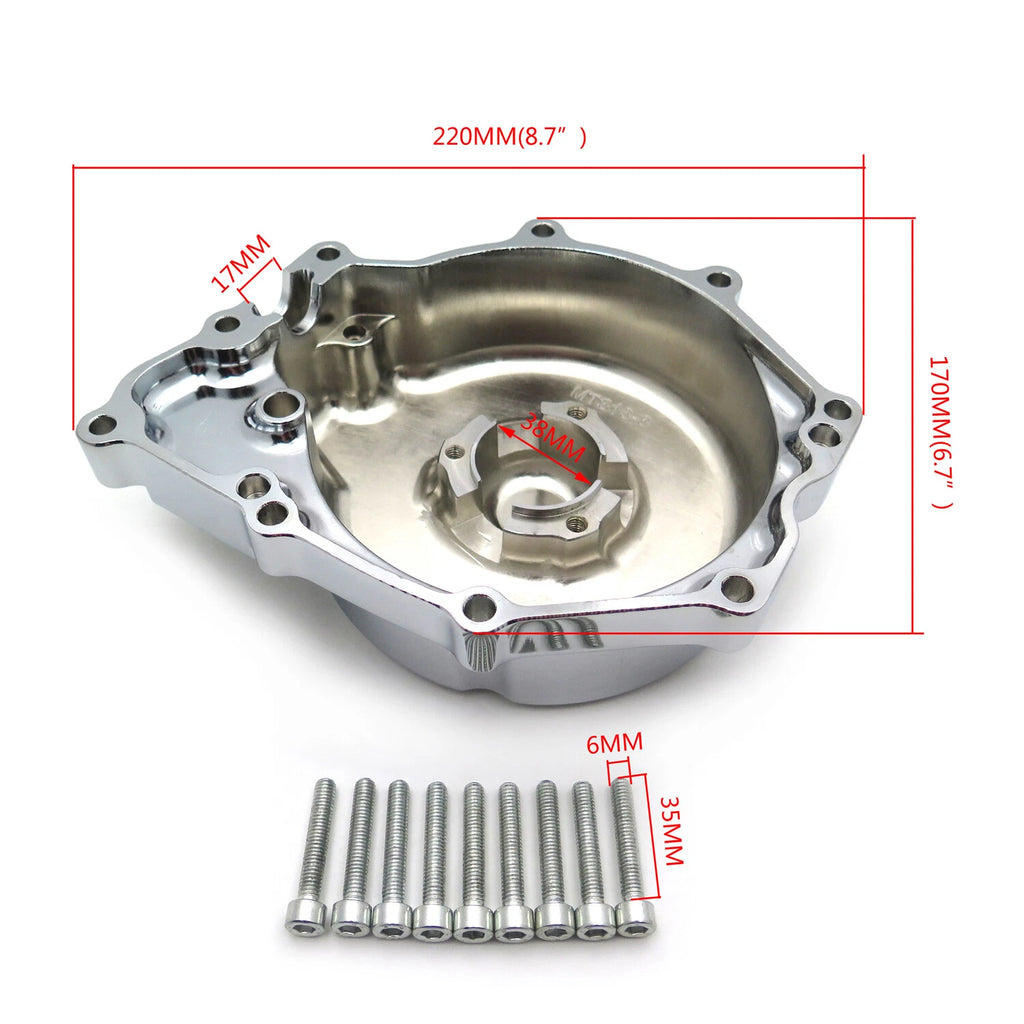Motorcycle Engine Stator Cover for Yamaha YZF-R6 (2006–2021) Chrome "R6" Logo