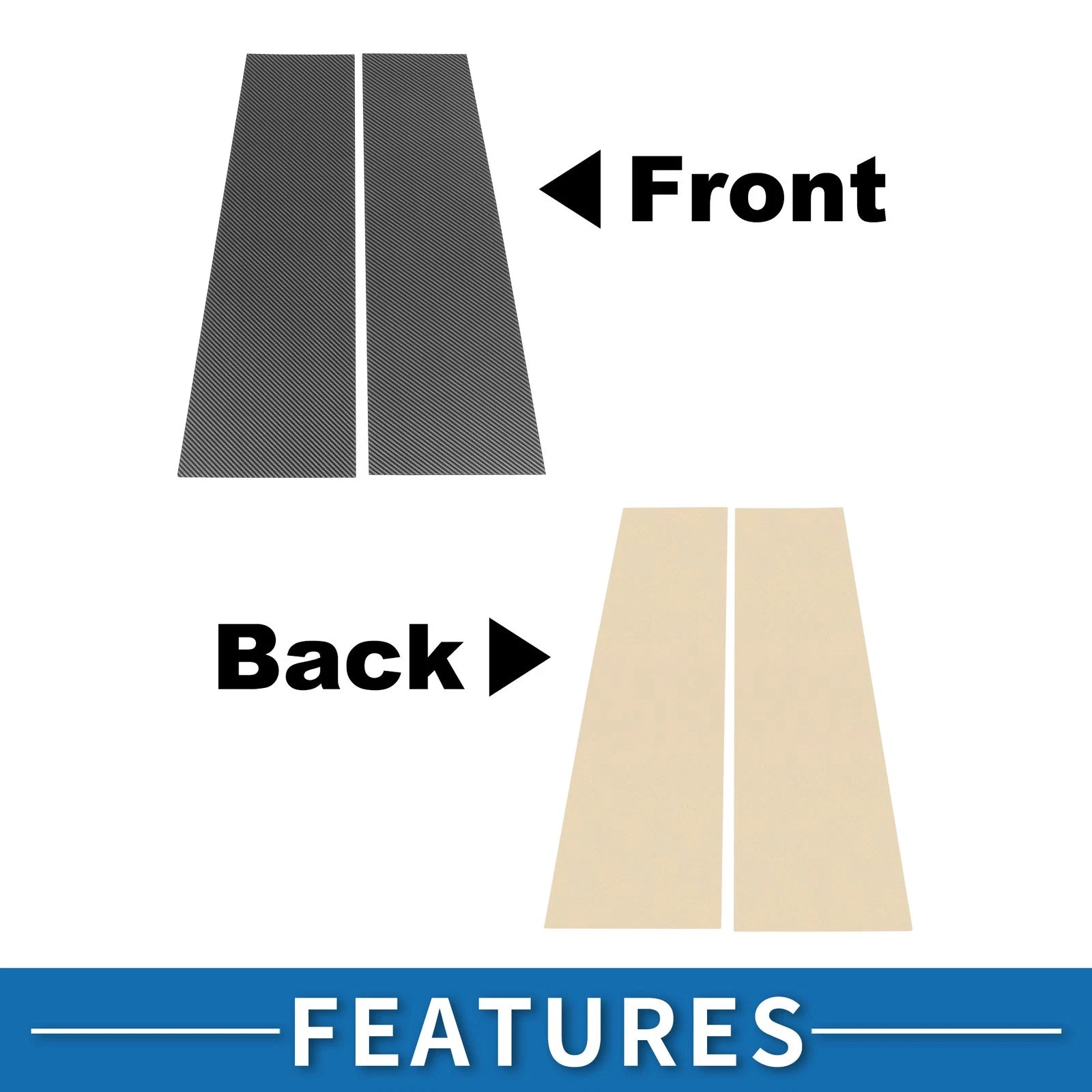 2X Door Pillar Window Trim for Ford Bronco (2021–2023) Carbon Fiber Black