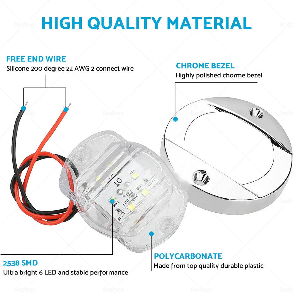 4X Round LED Cabin Deck Courtesy Lights for Marine 12V