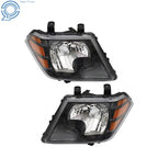 Set of 2 Halogen Headlights for Nissan Frontier (2009–2021) Black Housing