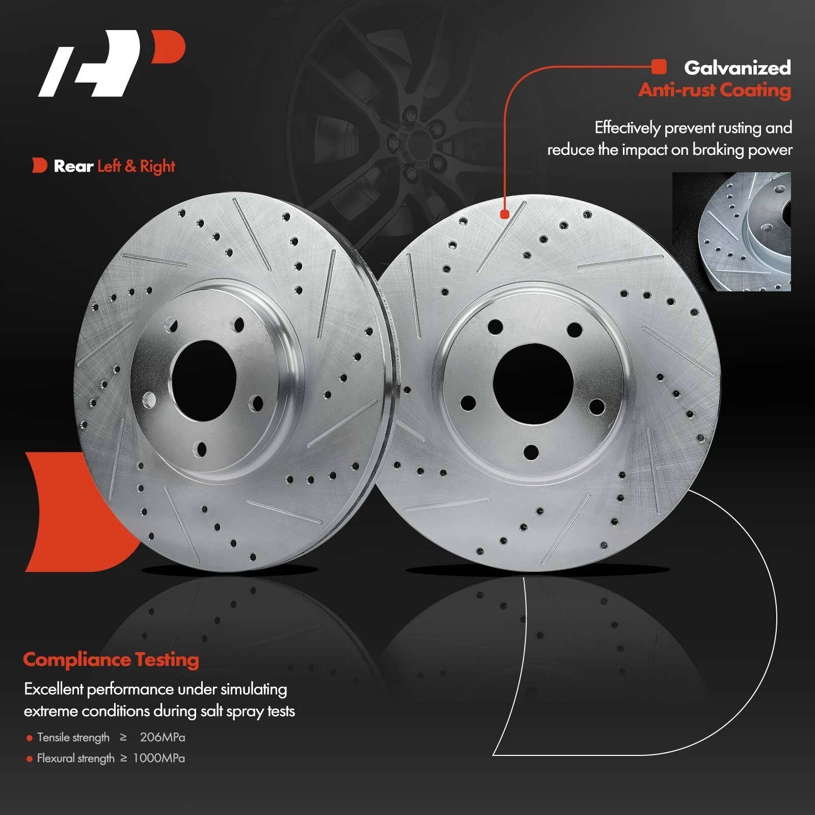 Front Drilled Brake Rotors & Pads for Nissan Frontier