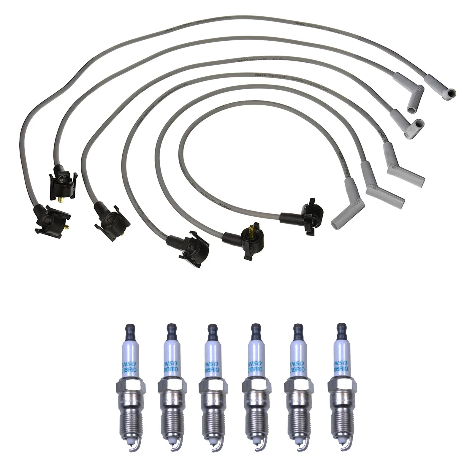 Denso 8mm Wire Set & 6 Iridium Spark Plugs Kit for Ford 4.2L V6