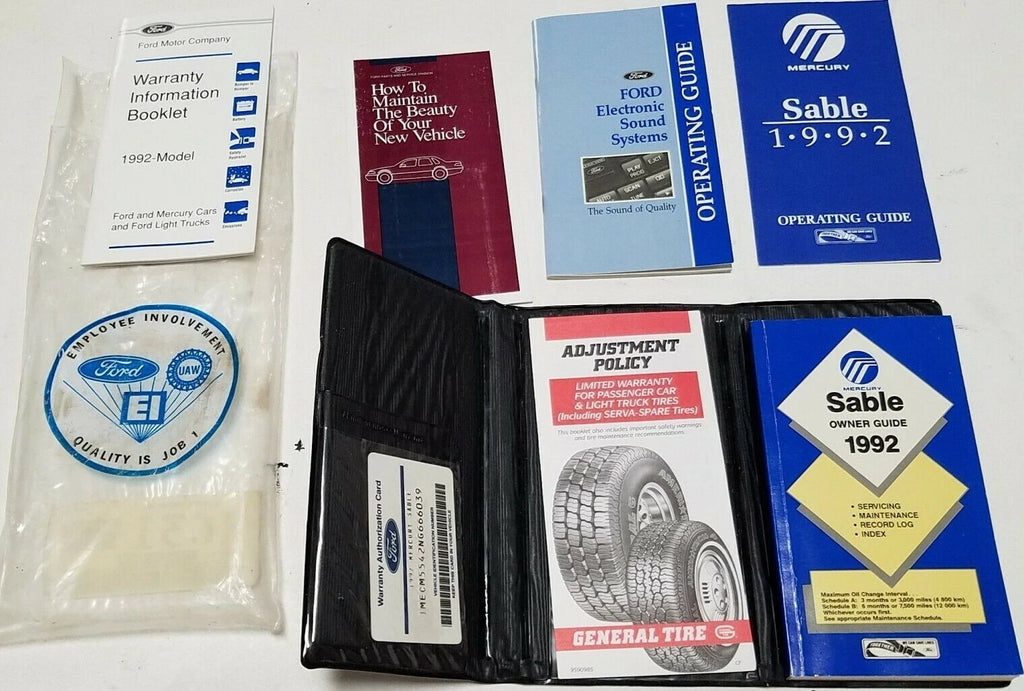 Owners Manual with Case for Mercury Sable (1992)