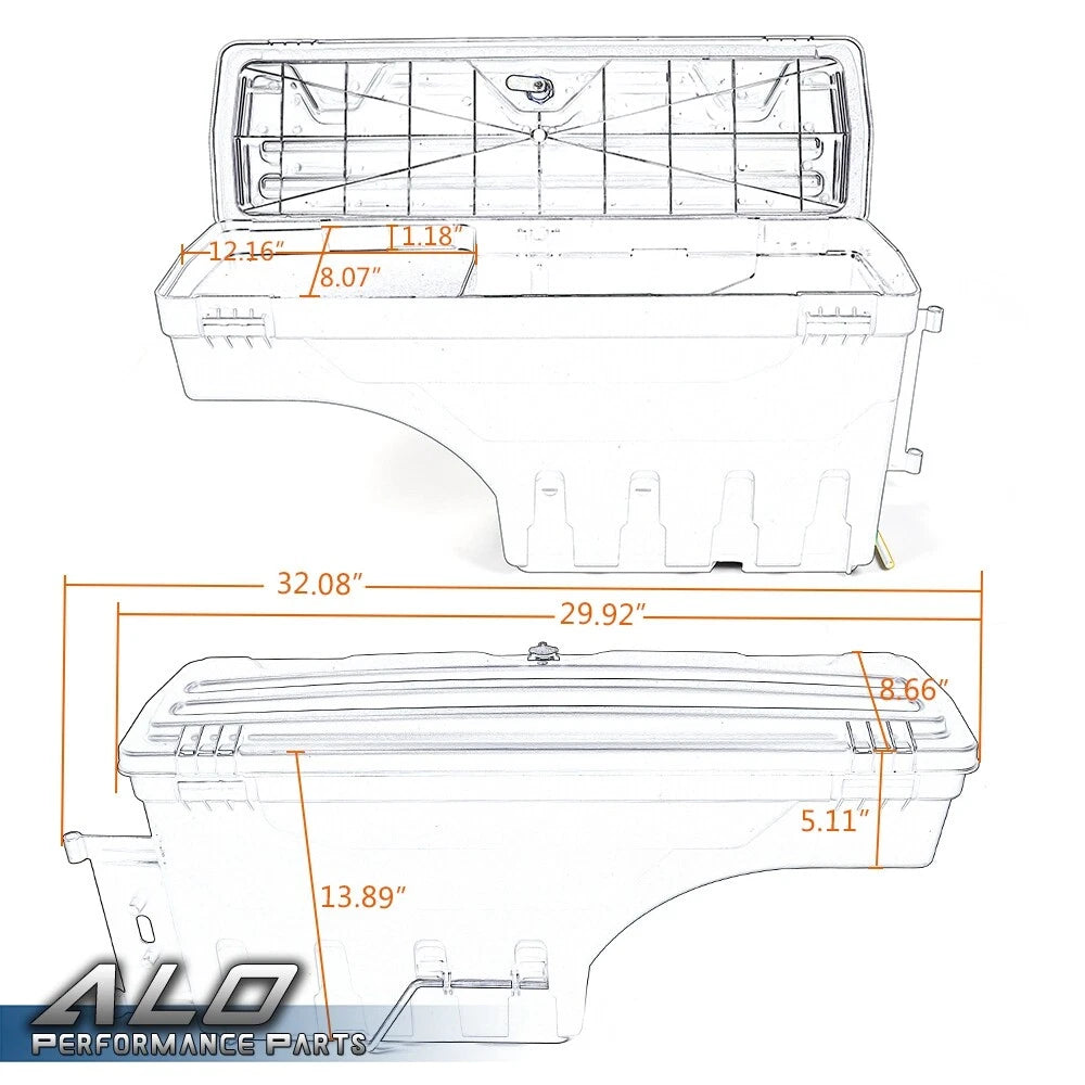 2X Truck Bed Storage Tool Box for Chevy Silverado GMC Sierra 1500