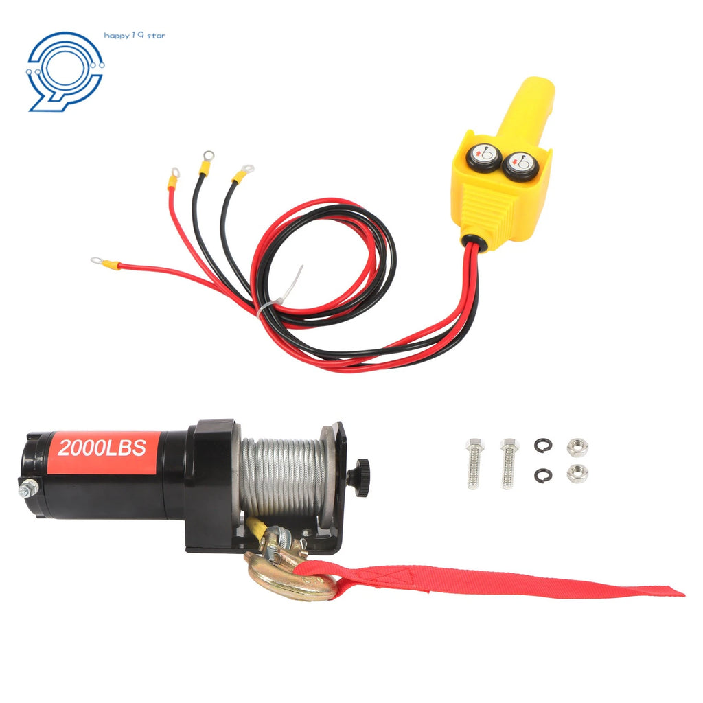 12V Electric Winch for ATV/UTV (2000 lbs, Waterproof, Steel Cable)