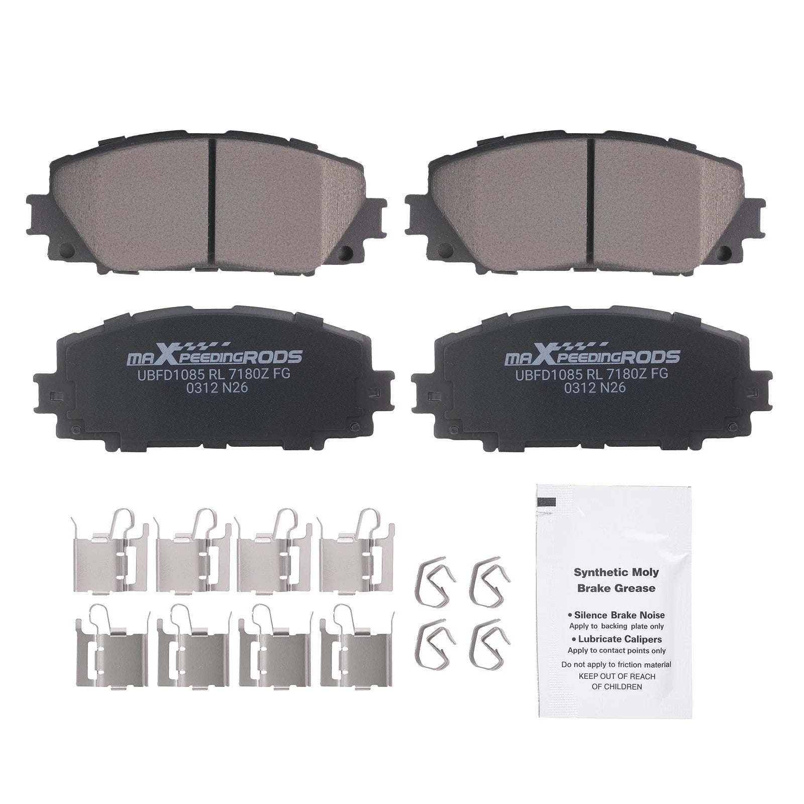 Set of 4 Front Ceramic Brake Pads for Lexus CT200h (2011–2017), Toyota Corolla (2020)