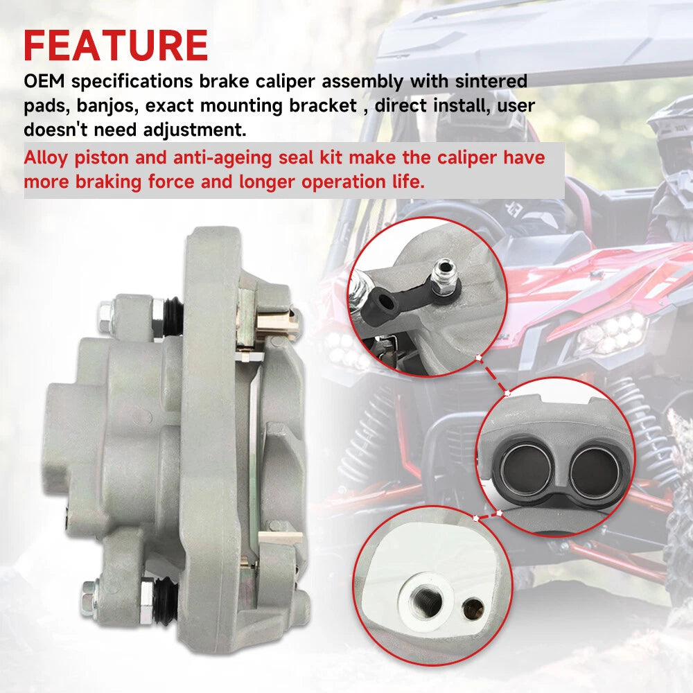 Front Left Brake Caliper with Pads for Honda Pioneer 1000 (2016–2023)