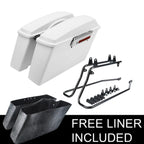 White Hard Saddlebag & Black Conversion Bracket for Harley Softail FLST (1984–2017)