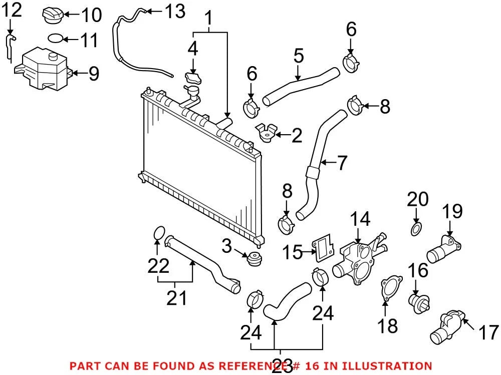 Thermostat for Hyundai Accent Elantra Kia Rio (1996–2014) 25500 23010
