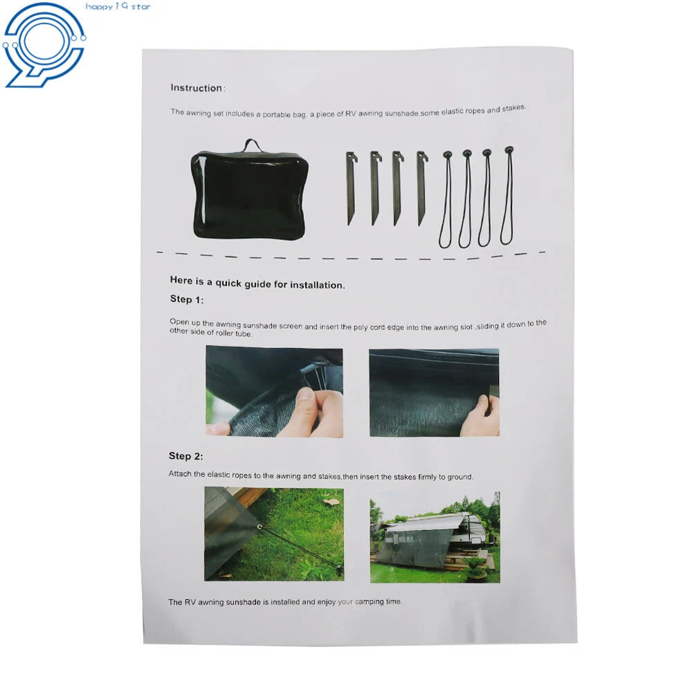 RV Awning Sun Shade Privacy Screen for Camper (Various Sizes)