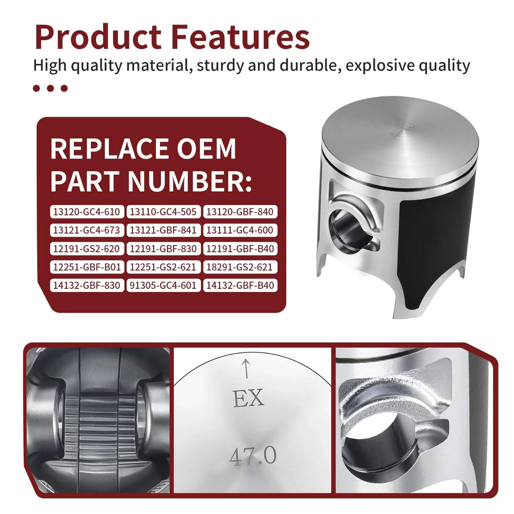 Piston w/ Ring Kit Gaskets Top End Rubuild Kit for Honda CR80R (1992–2002)