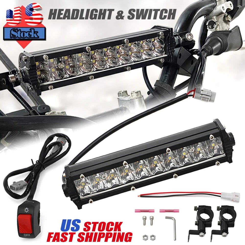 LED Headlight Light Bar + Switch for Yamaha Raptor 700R 125 250 Banshee Blaster